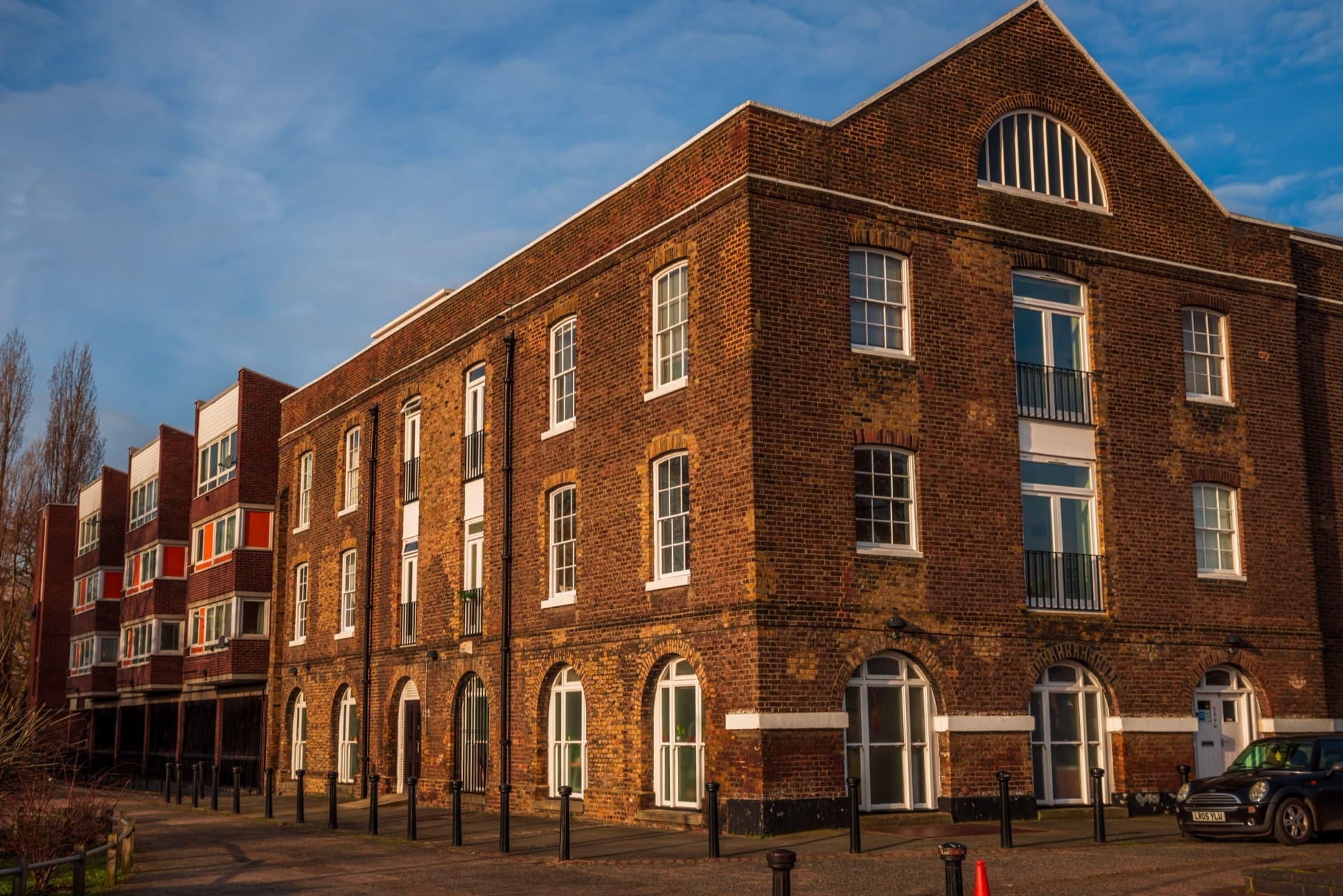A converted building containing residential and commercial space
