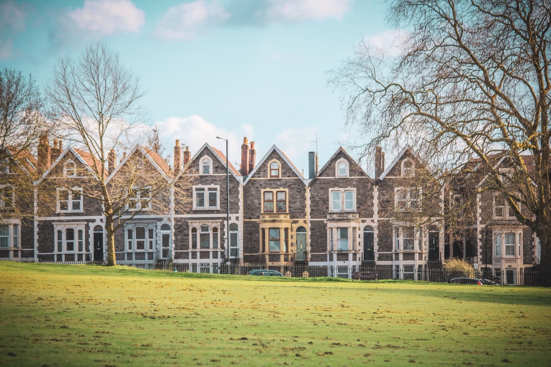 Victorian homes viewed from a residential street